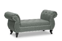 BBT5156-GREY Tufted Gray Linen Bench - Norwich