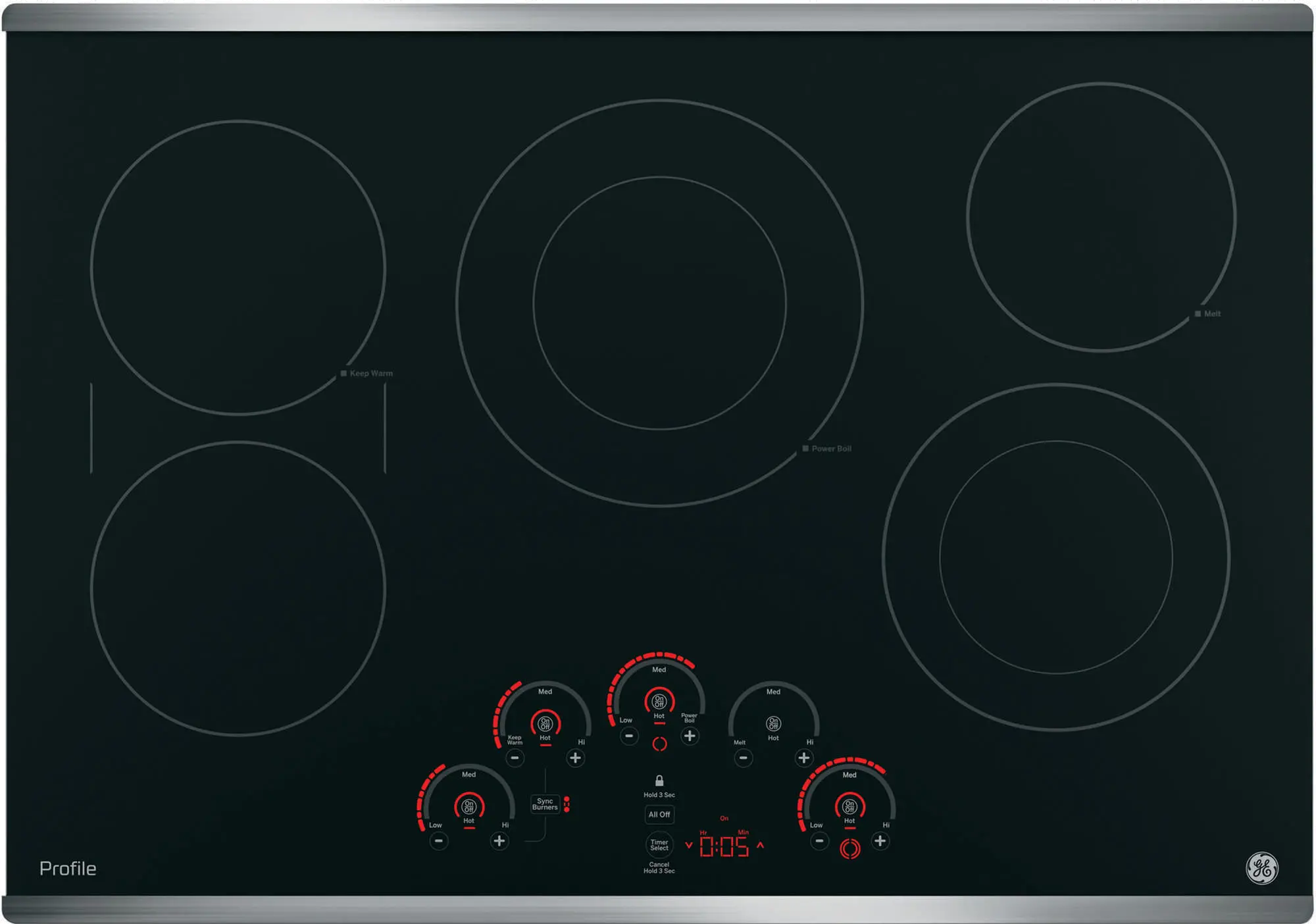 PP9030SJSS GE Profile 30 Inch Smoothtop Electric Cooktop - Stainless Steel-3