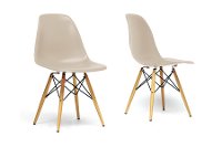 DC-231A-BEIGE Retro Beige Plastic Shell Chair Pair - Azzo