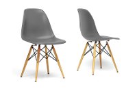 DC-231A-GREY Retro Gray Plastic Shell Chair Pair - Azzo