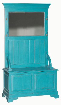 Teal Hall Tree Stand with Mirror