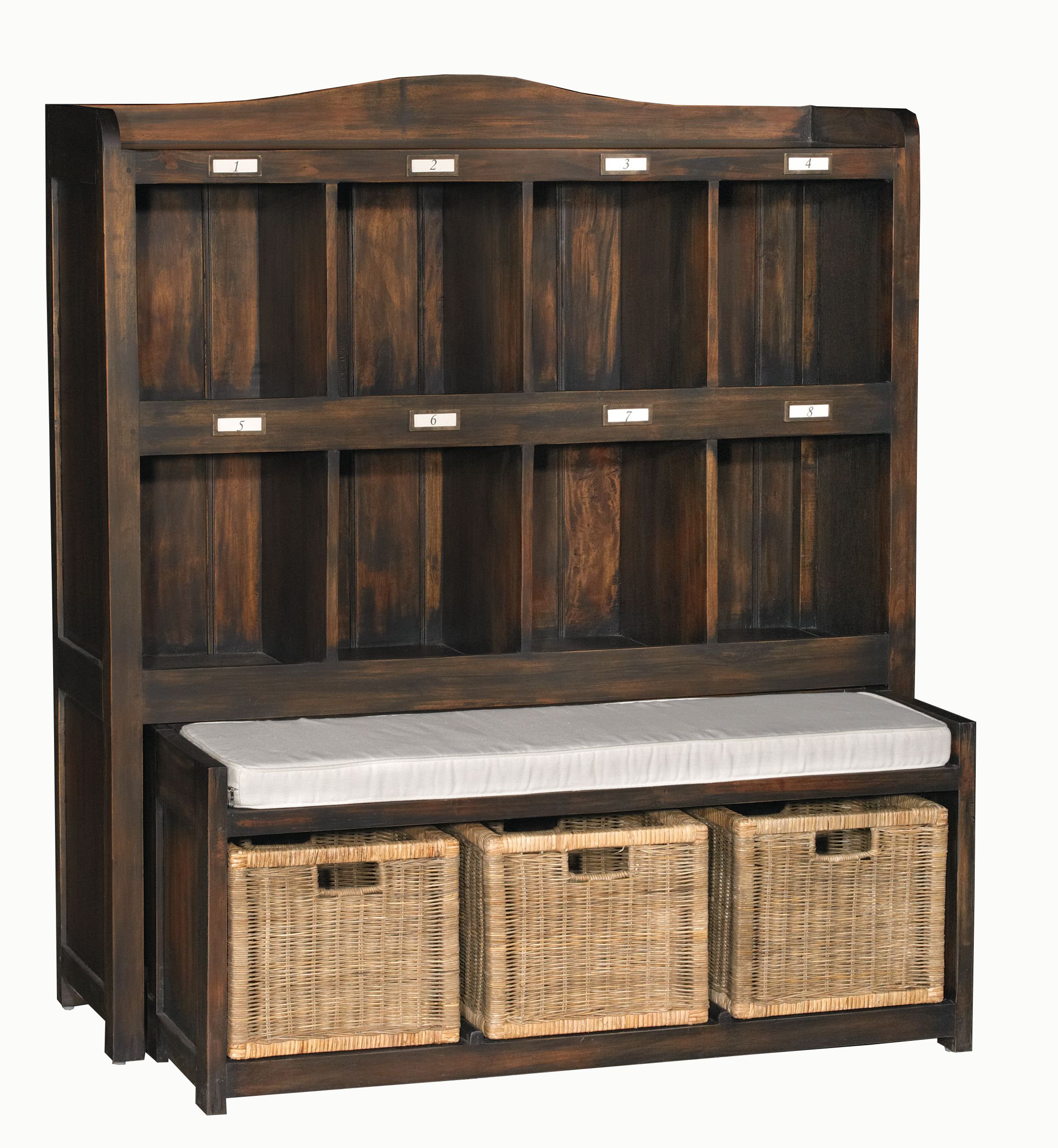 Vintage Black Storage Cabinet with Bench-1