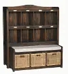 Vintage Black Storage Cabinet with Bench