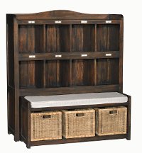 Vintage Black Storage Cabinet with Trundle Bench