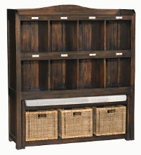 Vintage Black Storage Cabinet with Trundle Bench-2