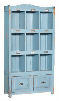 Blue Distressed 2 Drawer Storage Cabinet