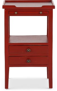 Deep Red Distressed Accent Table - Aries