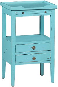 Cool Blue Distressed Accent Table - Aries