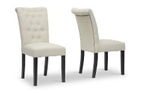 DO6083-BEIGE-BUTTON Elegant Beige Dining Chair Pair - Brittany