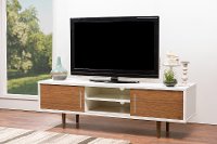 WI5483-Walnut-TV Contemporary Walnut/White TV Stand - Gemini