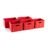 Red Storage Bins (Set of 5) - Essentials