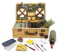 26107 Picnic Pack Willow Picnic Basket for 4 person with Corduroy Green