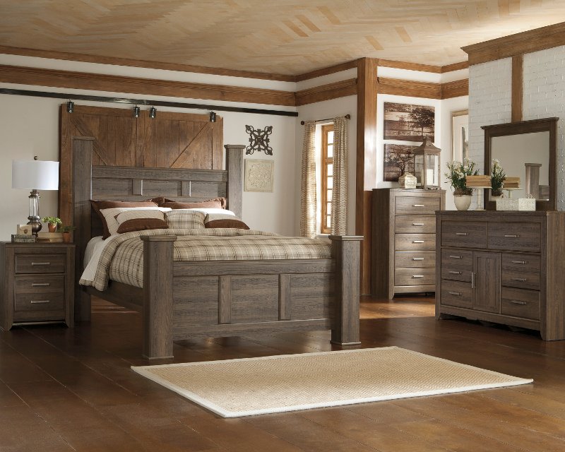 driftwood rustic modern 6 piece queen bedroom set - fairfax | rc