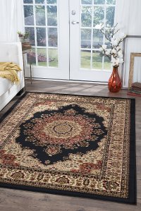 SNS47038x11 8 x 10 Large Black, Red, and Beige Area Rug - Sensation-2