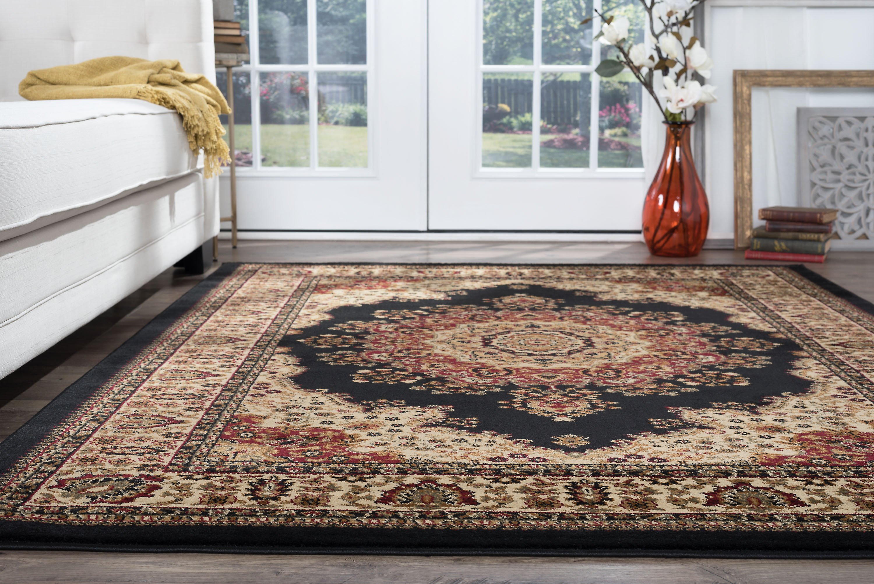 SNS47038x11 8 x 10 Large Black, Red, and Beige Area Rug - Sensation-6
