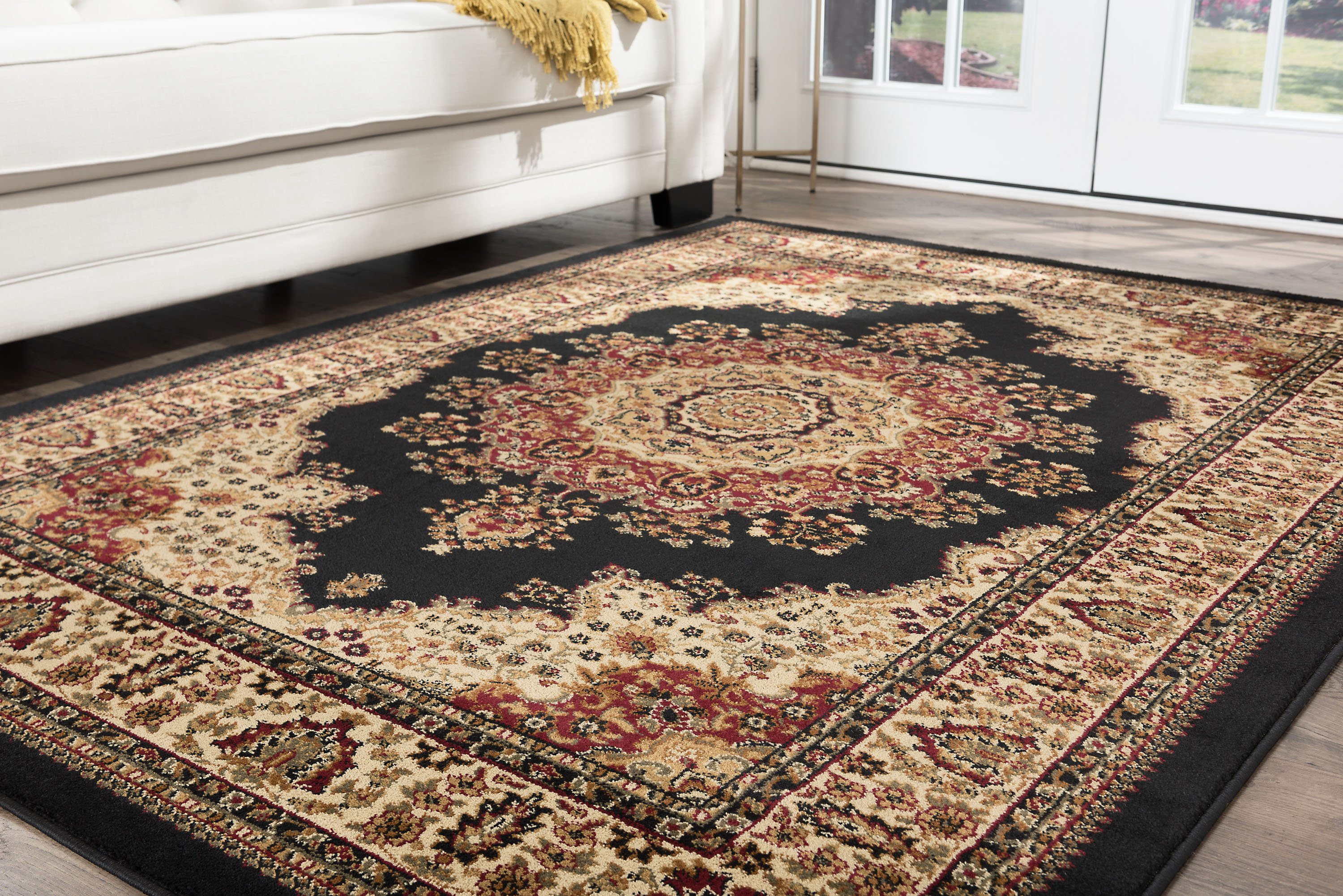 SNS47038x11 8 x 10 Large Black, Red, and Beige Area Rug - Sensation-7