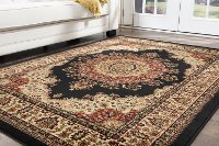 SNS47038x11 8 x 10 Large Black, Red, and Beige Area Rug - Sensation-7