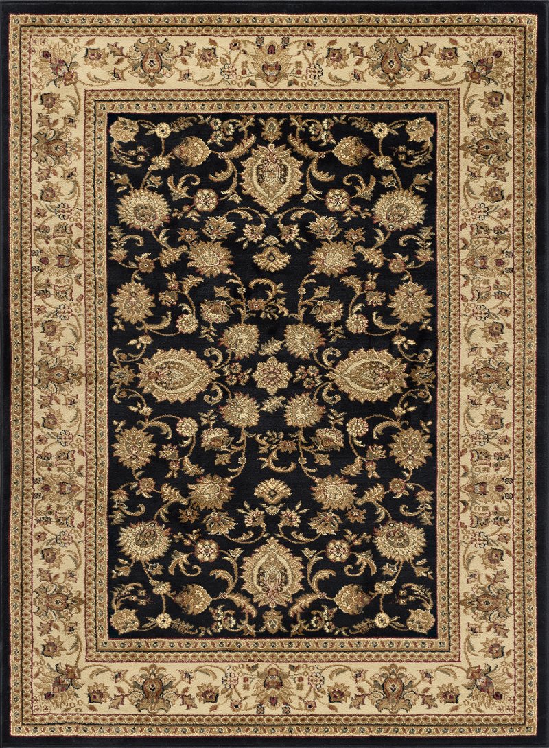 5 X 7 Medium Black And Tan Area Rug Sensation
