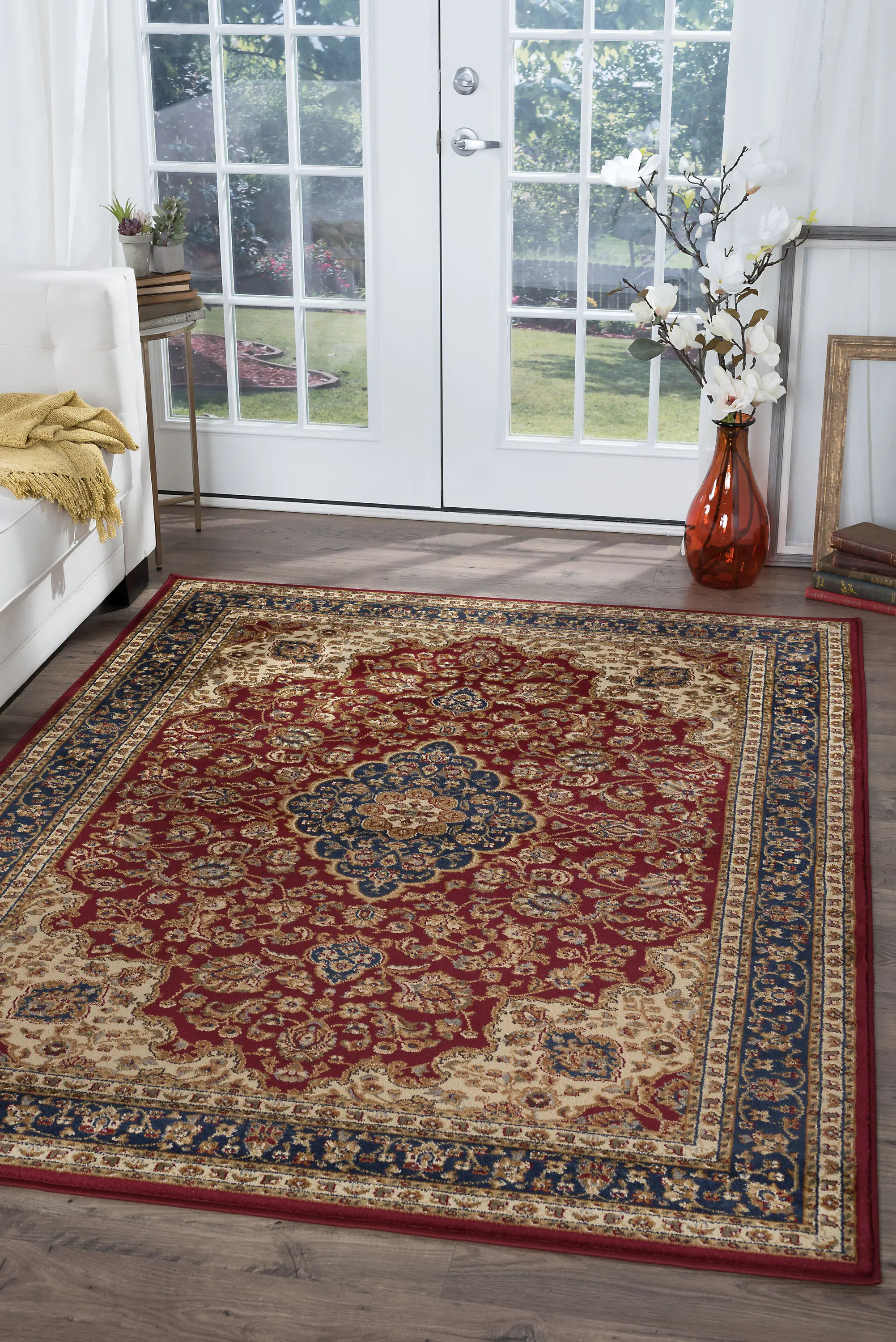 SNS47805x8 5 x 7 Medium Navy Blue and Red Area Rug - Sensation-2