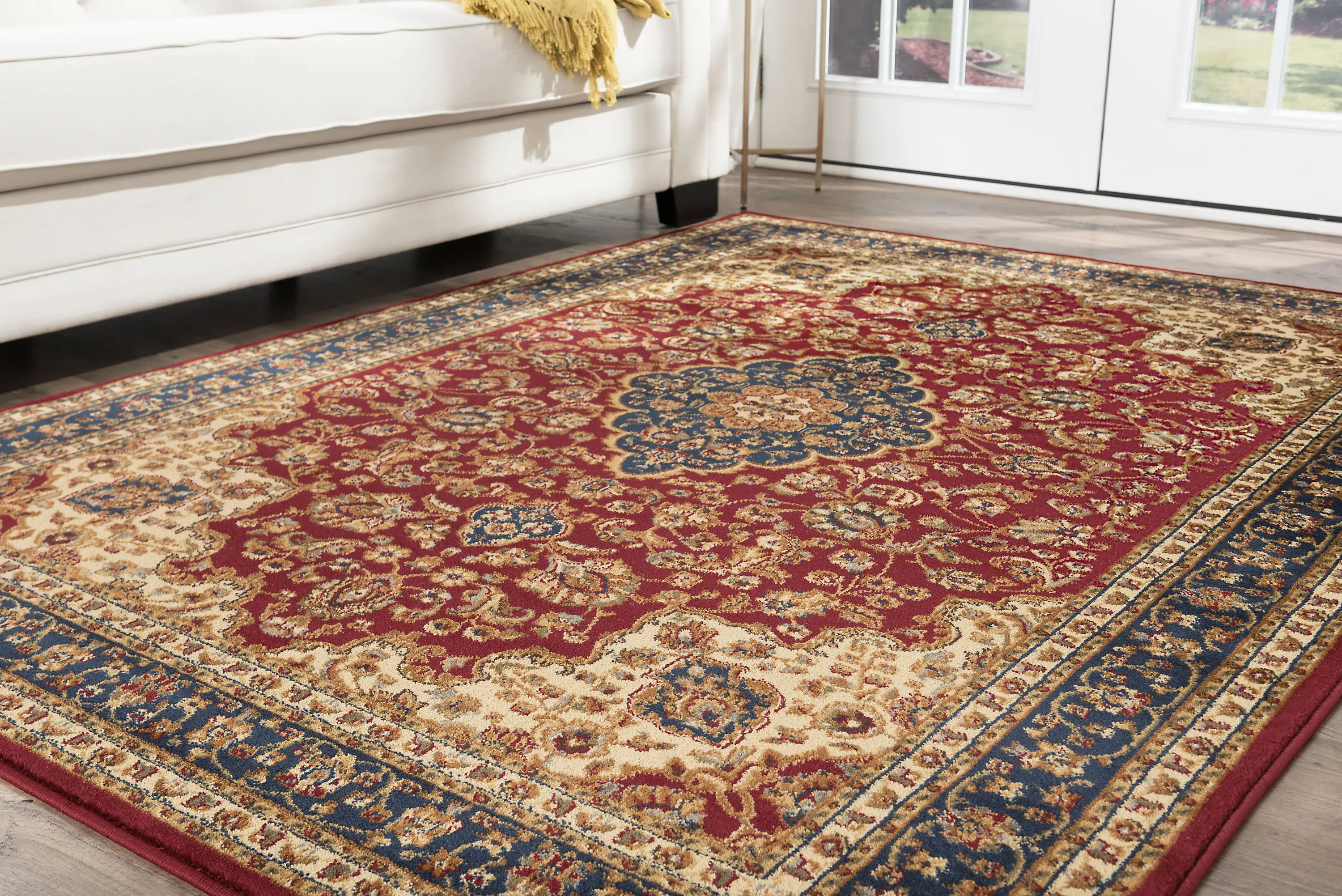 SNS47805x8 5 x 7 Medium Navy Blue and Red Area Rug - Sensation-7