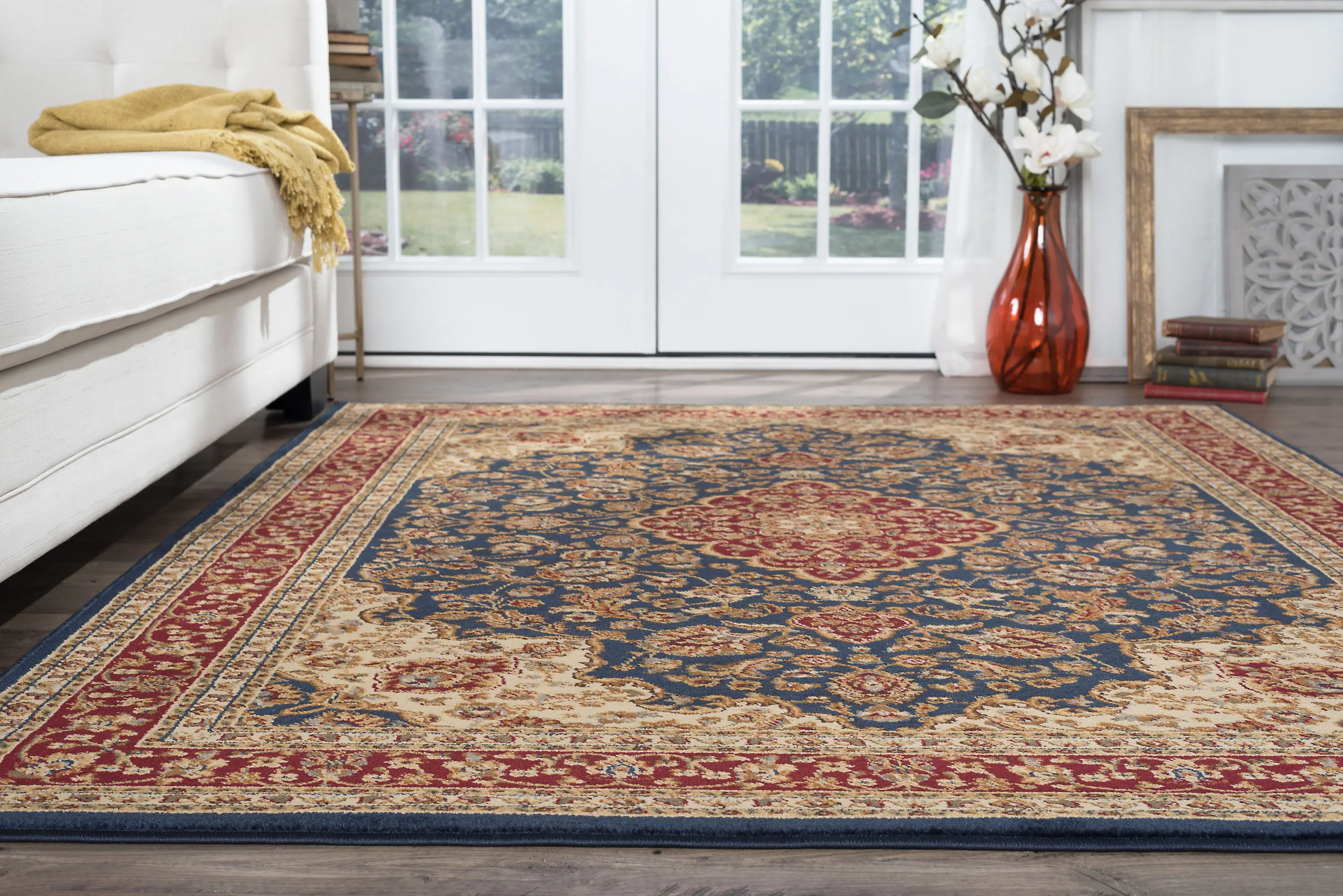 SNS47878x11 8 x 11 Large Navy Blue and Red Area Rug - Sensation-6