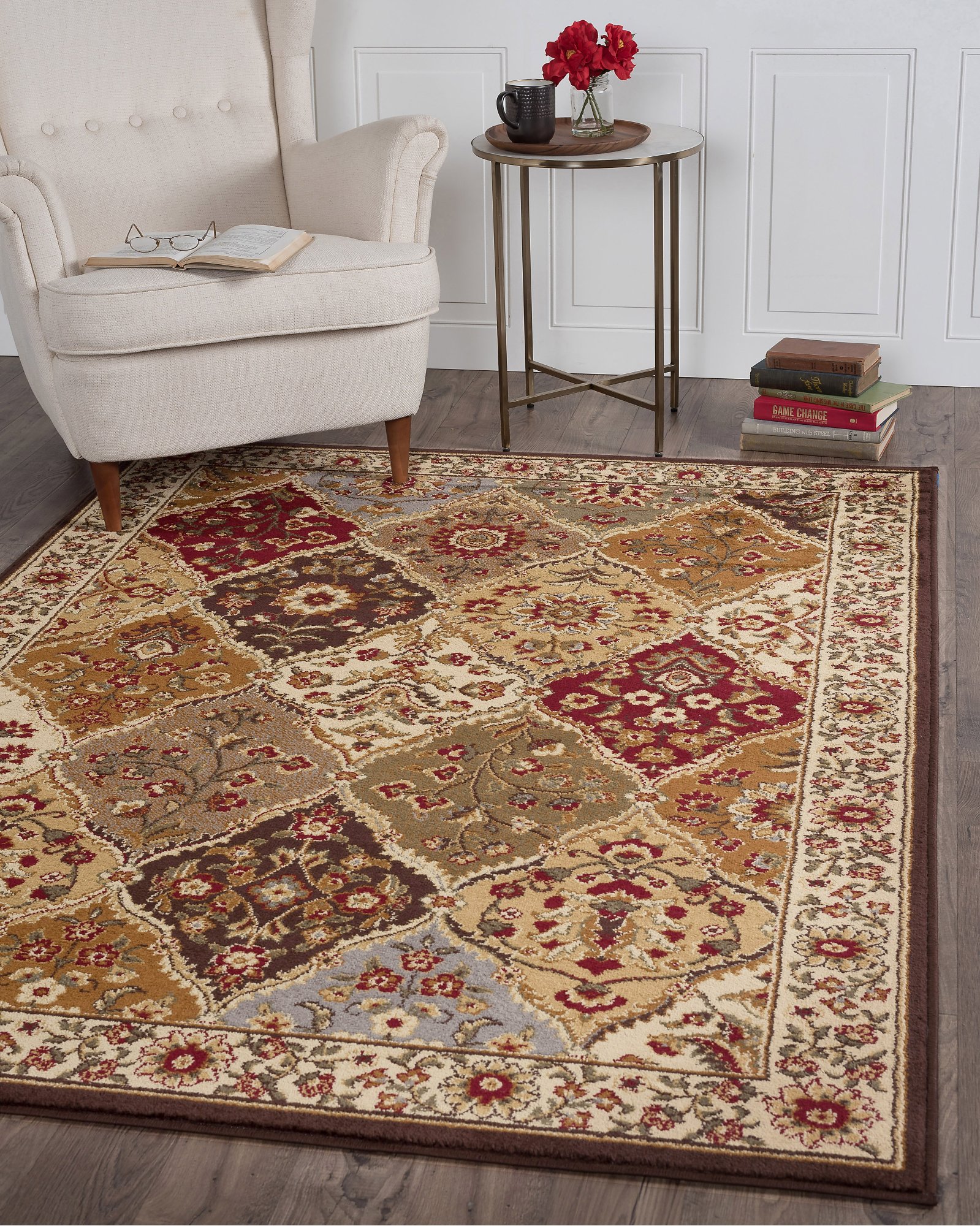 ELG51205x7 5 x 7 Medium Tan and Red Area Rug - Elegance-2