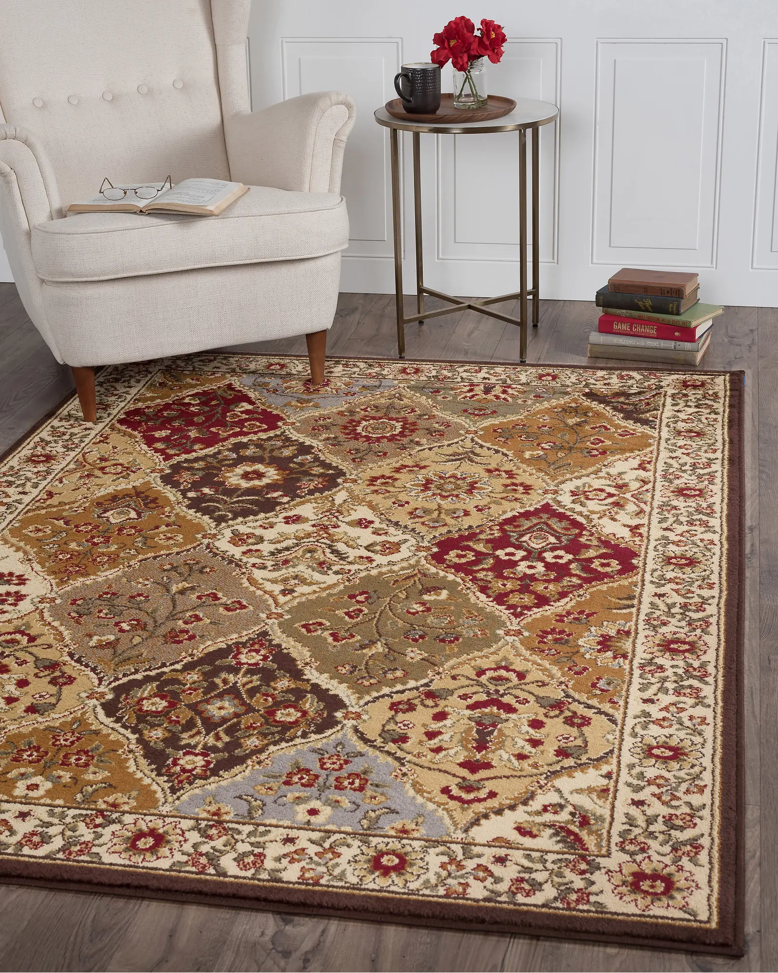 ELG51205x7 5 x 7 Medium Tan and Red Area Rug - Elegance-2