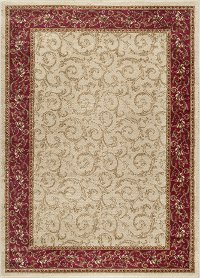 ELG54028X10 8 x 10 Large Ivory, Gold, and Red Area Rug - Elegance