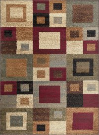 ELG54105x7 5 x 7 Medium Red, Gray-Blue, and Beige Area Rug - Elegance