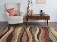 ELG54205x7 5 x 7 Medium Red, Gray-Blue, and Beige Area Rug - Elegance-2