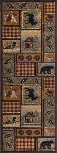 NTR65483x8 Tan, Green, and Red 7 Foot Runner Rug - Nature