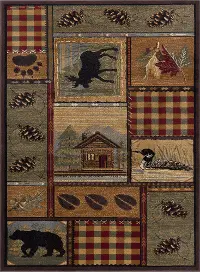NTR6548 5X8 5 x 7 Medium Tan, Green, and Red Area Rug - Nature