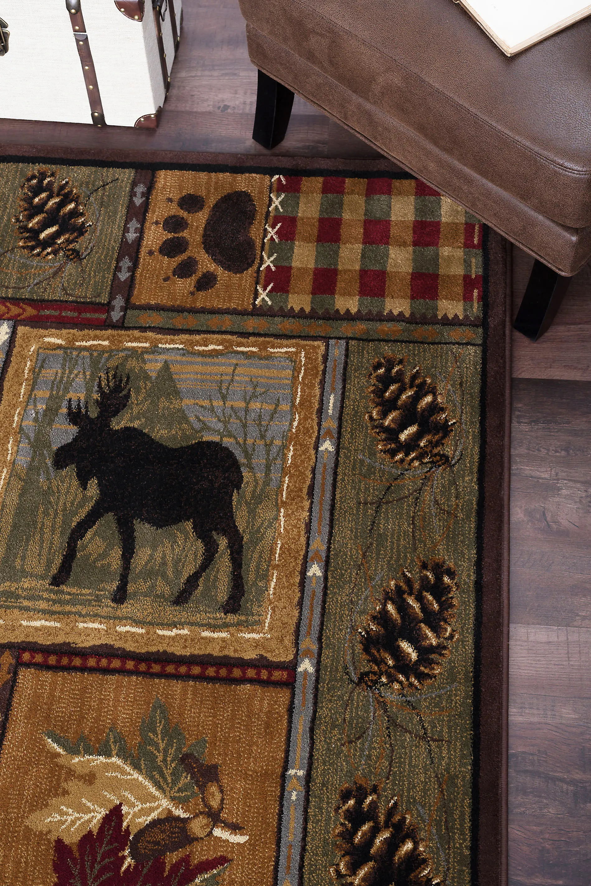 NTR6548 5X8 5 x 7 Medium Tan, Green, and Red Area Rug - Nature-7