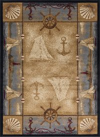 NTR6582 8x11 8 x 10 Large Beige, Blue & Red Area Rug - Nature