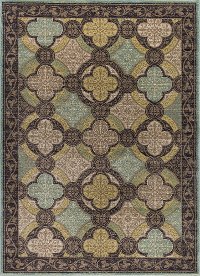 CPR1005 5x8 5 x 7 Medium Aqua Blue, Brown, and Green Area Rug - Capri