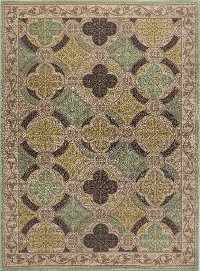 CPR1006 5x8 5 x 7 Medium Aqua Blue, Brown & Ivory Area Rug - Capri
