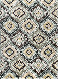 CPR10088X10 8 x 10 Large Aqua Blue, Brown, and Gold Area Rug - Capri
