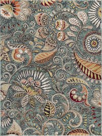 CPR1009 5x8 5 x 7 Medium Aqua Blue, Mocha Brown, and Gold Area Rug - Capri
