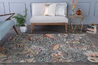 CPR10095x8 5 x 7 Medium Aqua Blue, Mocha Brown, and Gold Area Rug - Capri-2