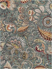 CPR10098x10 8 x 10 Large Aqua Blue, Mocha Brown, and Gold Area Rug - Capri