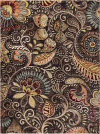 CPR10108x10 8 x 10 Large Floral Mocha Brown, Red, and Gold Area Rug - Capri