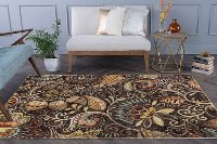 CPR10108x10 8 x 10 Large Floral Mocha Brown, Red, and Gold Area Rug - Capri-2