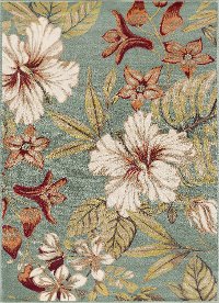 CPR1012 5x8 5 x 7 Medium Ivory, Aqua Blue, and Gold Area Rug - Capri