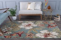 CPR10125x8 5 x 7 Medium Ivory, Aqua Blue, and Gold Area Rug - Capri-2