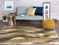 DCO10128x10 8 x 10 Large Ivory, Teal Blue, and Green Area Rug - Deco-2