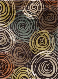 DCO1015 8x10 8 x 10 Large Brown, Ivory & Green Area Rug - Deco