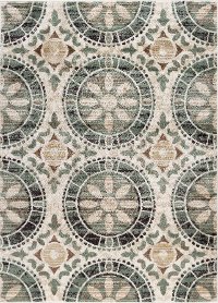 DCO1017 5x8 5 x 7 Medium Teal Blue, Ivory, and Green Area Rug - Deco