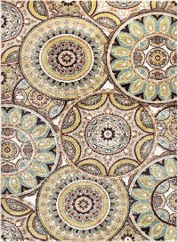 DCO10188x10 8 x 10 Large Brown, Ivory, and Green Area Rug - Deco