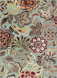 DCO10238x10 8 x 10 Large Floral Seafoam, Cranberry, and Gold Area Rug - Deco