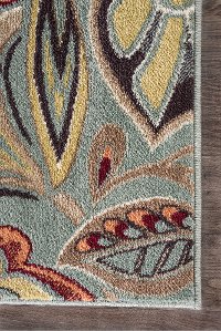 DCO10238x10 8 x 10 Large Floral Seafoam, Cranberry, and Gold Area Rug - Deco-7